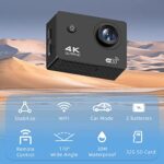 Adostob 4K 30fps Action Camera, 30m/98ft Ultra HD Waterproof Camera, 170° Wide Angle Underwater Cameras with WiFi, Sports Cameras with 2 Batteries, 32G SD Card, Mounting Accessories Kit