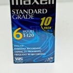 Maxell 10pk VHS Cassette Standard Grade T-120, 6 Hour – 10 Pack