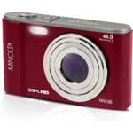 Minolta MND20-R 44 MP 2.7K Ultra HD Digital Camera, Red Bundle with Lexar 32GB UHS-I SDHC Memory Card, Deco Photo Point and Shoot Camera Case and Deco Photo Microfiber Cleaning Cloth