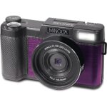 Minolta MND30-P 30MP 2.7K Ultra HD 4X Zoom Digital Camera (Purple) Bundle with Deco Photo Point and Shoot Field Bag Camera Case (Black/Red)