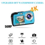 Waterproof Digital Camera Underwater Cameras 4K30FPS 56MP Full HD Video Recorder Selfie Dual Screens 10FT Underwater