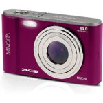 Minolta MND20-M 44 MP 2.7K Ultra HD Digital Camera, Magenta Bundle with Lexar 32GB UHS-I SDHC Memory Card, Deco Photo Point and Shoot Camera Case and Deco Photo Microfiber Cleaning Cloth