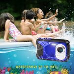 Waterproof Digital Camera Underwater Camera for Kids with 32GB SD Card Full HD 1080P 30MP Digital Camera 8X Digital Zoom 17FT Underwater Camera for Snorkeling Waterproof, Swimming, Travel (Blue)