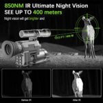 WiFi Digital Night Vision Scope for Rifles, 1313FT Night Vision Monocular for Hunting, IR Focus Adjustable, Save Photos & Videos, with 850nm IR Illuminator, Red Dot, 4X Optical Zoom