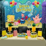 Underwater Cartoon Animal Backdrop Underwater World Theme Photography Background Kids Birthday Happy Party Backdrop Cute Marine Animal Theme Party Backdrop 7x5ft