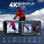 Adostob 4K30fps Action Camera, Ultra HD Front LCD and 2.0″ Rear Screen 40m/131ft Underwater Cameras,Stabilization 170° Wide Angle WiFi Sports Waterproof Camera 2 Batteries SD Card Accessories Kit