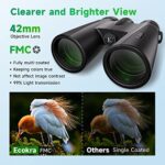 12×42 HD Binoculars for Adults & Kids,Super Bright High Power Binoculars with Large view,Clear Low Light Night Vision,BAK4,FMC Prisms,Waterproof Compact Binoculars for Hunting,Bird Watching,Stargazing