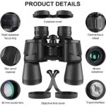 20×50 Binoculars for Adults, High Power Compact Waterproof Binoculars Telescope with Low Light Night Vision for Hunting Bird Watching Travel Football Games with Carrying Case and Strap