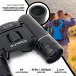 Materro High-Powered 8×21 Compact Binoculars for Adults and Kids, Waterproof, Durable, Folds to Fit in Your Pocket