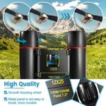 WRNRN 12X25 Mini Pocket Binoculars Compact, Small Lightweight Foldable Binoculars for Adults Kids Bird Watching, Travel, Opera Concert, Hiking, Cruise, Football Game