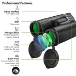 12×42 HD Binoculars for Adults with Upgraded Phone Adapter & Foldable Tripod, High Power Binoculars with Super Bright and Large View,Waterproof Lightweight Binoculars for Bird Watching Hunting Travel