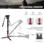 NEEWER 71.6″ Pro Camera Monopod with Feet, Carbon Fiber Telescopic Video Monopod with QR Plate Compatible with DJI RS Gimbals Manfrotto, Removable Base for Camera Camcorder, Max Load 13.2lb/6Kg, TP71
