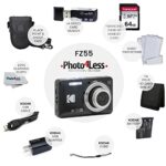 Kodak PIXPRO FZ55 Digital Camera (Black) + Black Point & Shoot Camera Case + Transcend 64GB SD Memory Card + Tri-fold Memory Card Wallet + Hi-Speed SD USB Card Reader + More!