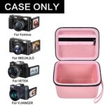 Vlogging Camera Case Compatible with Femivo/for IWEUKJLO/for VETEK/for OIEXI 4K 48MP Digital Cameras for Youtube. Vlog Camera Carrying Storage for Lens, Cable and Other Accessories (Pink)