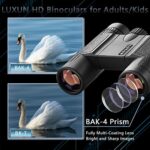 LUXUN 15×25 Small Binoculars for Adults and Kids, Compact Waterproof Binoculars with Low Light Vision, Mini Pocket Lightweight Binoculars for Bird Watching and Hunting