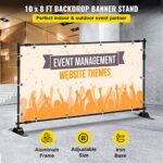 VEVOR Backdrop Banner Stand 10 x 8 Ft Adjustable Height Background Stand Backdrop with Newest Step and Repeat Backdrop Stand for Parties Wedding Photo Booth Trade Show 1 Carrying Bag
