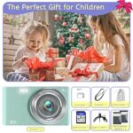 Digital Camera 4K 44MP Compact Point and Shoot Camera with 16X Digital Zoom 32GB SD Card,Kids Camera 2.4 Inch, Vlogging Camera for Teens Students Boys Girls Seniors(Green2)