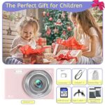 Digital Camera,Kids Camera with 32GB Card 4K 44MP Point and Shoot Camera with 16X Digital Zoom 2.4 Inch,Vlogging Camera for Students Teens Adults Girls Boys-Pink3