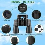 Binoculars 20×50,High Power Binoculars for Adults and Kids with Low Light Night Vision, Compact Waterproof Binoculars for Bird Watching Hunting Travel Football Stargazing BAK-4 Prism FMC Lens(Black)