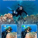 Underwater Camera, 4K 48MP Autofocus Waterproof Digital Camera with Selfie HD Dual Screens, 11FT 16X Digital Zoom Waterproof Camera with 64GB Card, Fill Light Underwater Camera for Snorkeling