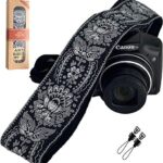 Art Tribute Camera Strap Royal Silver & Black Woven For All DSLR Camera. Embroidered Elegant Universal Neck & Shoulder Strap, Unique Pattern, Best Gift for Men & Women Photographers