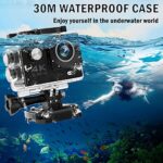4K 30FPS Action Camera, Ultra HD Underwater Camera, 98FT 30M Waterproof Cameras, 170 Degree Wide Angle and Remote Control Sports Cameras with 32G SD Card & 2 Batteries & Helmet Accessories Kit