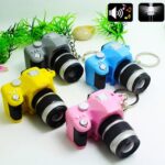 Cute Mini Digital Single Lens Reflex DSLR Camera Style LED Flash Light Keychain – Yellow GlobalDeal