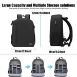 Cwatcun Camera Backpack with USB,Rain Cover,fit 15.6″ Laptop,Anti-Theft Rear Open Camera Bag,Waterproof Camera Case with Tripod Straps for Canon Nikon Sony DSLR SLR Photography Bag Unisex(III-L-Black)