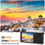 4K Digital Camera for Photography, Autofocus 4K Camera with Viewfinder 16X Anti-Shake Video Camera Vlogging Camera for YouTube Compact Point and Shoot Digital Cameras with 32GB SD Card