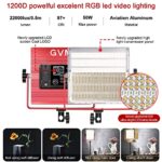 GVM 1200D PRO RGB LED Video Light with 3 Softboxes,50W Video Lighting Kit, 360°Full Color Led Video Lighting Kit with APP Control3 Packs Video Light, 3200K-5600K, Aluminum Alloy Shell, CRI 97