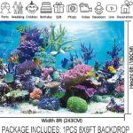 ZTHMOE 8x6ft Fabric Under The Sea Photography Backdrop Aquarium Underwater World Tropical Fish Coral Reef Background Mermaid Birthday Baby Shower Party Decorations Photo Banner Props