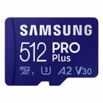 SAMSUNG PRO Plus microSD Memory Card + Reader, 512GB MicroSDXC, Up to 180 MB/s, Full HD & 4K UHD, UHS-I, C10, U3, V30, A2 for Android Phones, Tablets, GoPRO, DJI Drone, MB-MD512SB/AM, 2023