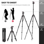 PHOPIK 64″ Camera Tripod, Aluminum Camera Tripod for DSLR,Compact Tripod with 360° Panorama Ball Head, Professional Camera Tripod for Travelling, Learning and Working