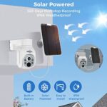 Hiseeu Solar Security Camera Outdoor, 4MP Wireless Battery Camera, PTZ 360° View, PIR Motion Detection, Color Night Vision, IP66, 2-Way Audio, 2.4G WiFi, Compatible with Alexa