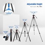 NEEWER 74″ Pro Video Tripod with Fluid Head, All Metal Heavy Duty QR Plate Compatible with DJI RS Gimbals Manfrotto, Flexible 360° Pan&+90°/-75° Tilt with Adjustable Damping Max Load 18lb/8kg, TP75