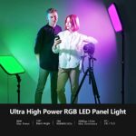 NEEWER RGB168 18.3″ LED Video Light Panel with App Control Stand Kit 2 Packs, 360° Full Color 60W Dimmable 2500K-8500K CRI97+ 17 Effects Studio Lighting for Filming/Video Recording/Photography, Black