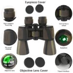 Binoculars for Adults 20×50 High Power Military Binoculars for Adults and Kids with Low Light Night Vision,Compact Waterproof Bird Watching Travel Hunting Stargazing BAK-4 Prism FMC Lens(Brown-2)