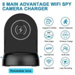 Kgnvfyih Hidden Camera Spy Camera WiFi Wireless Phone Charger, Nanny Spy Cam Motion Activated,HD1080P/4K (Rotate Lens) with 250°Viewing Angle, camaras espias ocultas for Home Office Security(2.4/5G)