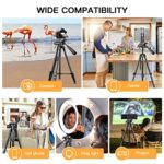 Phone Tripod, 67″ Tall Camera Tripod Stand for DSLR Camera Tablet, Aluminum Cell Phone Tripod with Remote, Travel Tripods for Photography Video, Compatible with Canon Nikon Sony iPhone iPad