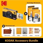 KODAK Mini Shot 2 Retro 4PASS 2-in-1 Instant Digital Camera and Photo Printer (2.1×3.4) + 68 Sheets Gift Bundle, Yellow