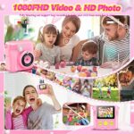 Instant Camera for Kids, 1080P Kids Camera Instant Print, 16x Digital Zoom, 2.4″ Screen, 32GB Card, 3 Rolls of Print Paper, Digital Camera for Toddler with Storage Bag Ideal Toy for Girls Boys 3-12
