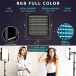 Switti RGB Video Light, Full Color Studio Photography Lighting Kit, 50W LED Panel Light with Softbox, 552 LEDs/CRI 97+, 2600K-10000K/0-360 Adjustable Colors/9 Kinds of The Scene Lights