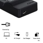 Norifon D-LI68 USB Charger for Pentax Optio A36, Optio S10, Optio S12, Optio VS20, Q, Q10, Q7 Camera and More