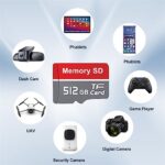sceprety SD Card 512GB High Speed Memory Card Waterproof TF Card 512GB Mini Portable Memoria SD for Smartphone, Tablet, Camera, Game Console, Dash Cam, Drone