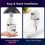 1080P Light Bulb Camera, Wireless WiFi Home Security Camera 360° Surveillance Cam with Motion Detection Alarm Night Vision Light Socket Camera (1 Pack 2.4GHz with 32G SD Card)