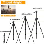 Camera Tripod,Video Tripod with Fluid Head, Arsoer 60″ Vlog Tripod with Wireless Remote/Carry Bag/Rotatable Phone Holder, Compatible with iPhone/Canon/Nikon/Sony/Telescope, for Vlogging/Shooting