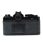 Nikon FE2 film SLR camera with black body; no lens