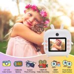 Instant Print Camera for Kids,Zero Ink Kids Camera with Print Paper,Selfie Video Digital Camera with HD 1080P 2.4 Inch IPS Screen,3-12 Years Old Children Camera for Birthday Chistmas-White