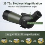 Nexiview 25-75×60 Spotting Scope with 64in Tripod, Phone Adapter, Carry Bag – Clear Low Light Vision Spotting Scopes – Fogproof Spotting Scopes for Target Shooting, Hunting, Birding, Wildlife Viewing