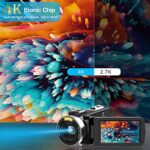 4K Video Camera with HD Micphone, Camcorder with IR Night Vision, WiFi Digital Camera, 18X Digital Zoom, Vlogging Camera for YouTube, Kids Video Camera, Built in Microphone, Remote